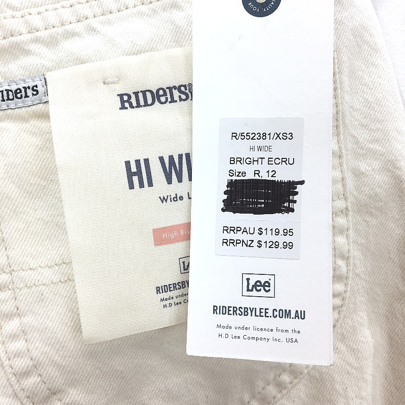 Riders by Lee Hi Wide Leg High Rise Bright Ecru Jeans Ladies Size R12 NEW - Image 3