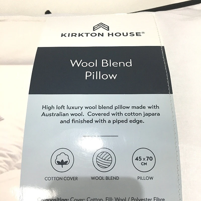 Kirkton House Wool Blend Cotton Cover Standard Size Pillow NEW - Image 4