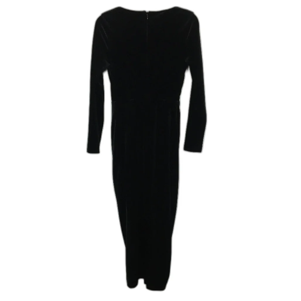 Forever New Black Long Sleeve Soft Velvet Twist Midi Dress Ladies Size AU 6 - Image 2