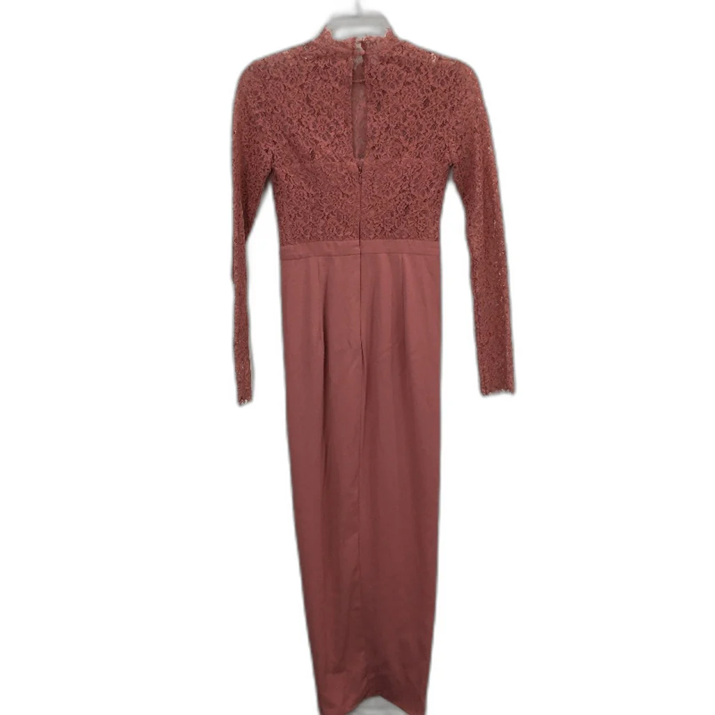 Forever New Ever After Rose Pink Patterned Long Sleeve Midi Dress Ladies Sz AU 4 - Image 2
