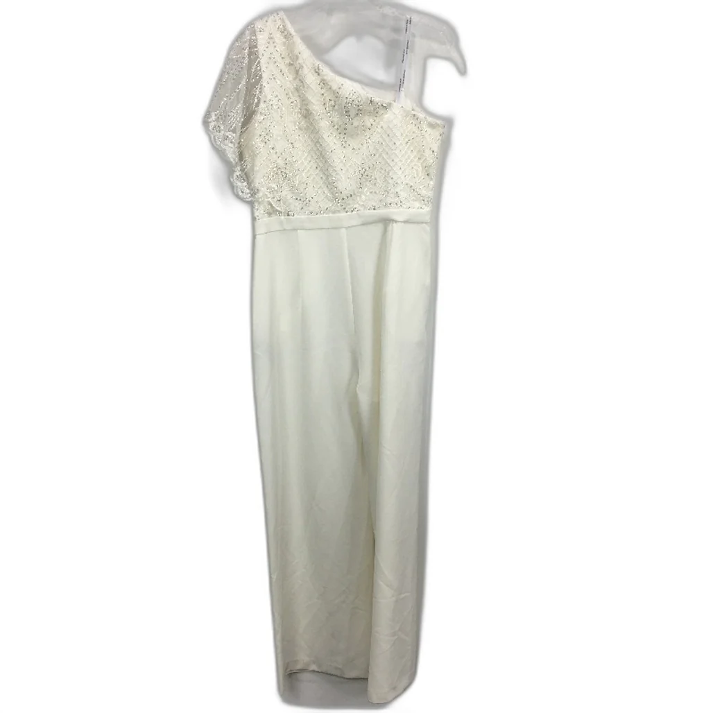 Forever New White One-Shoulder Sequin Short Sleeve Jumpsuit Ladies Size AU 14 - Image 2