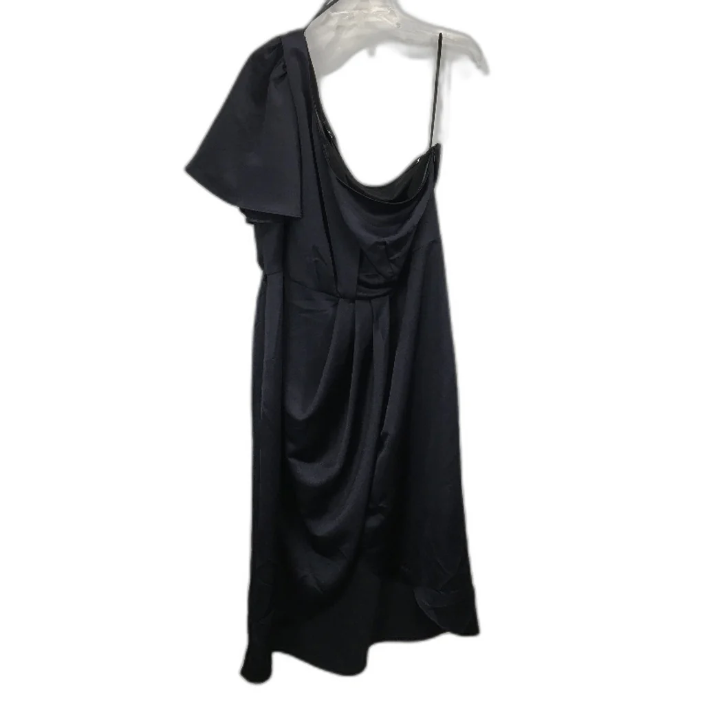 Forever New Navy One-Shoulder Short Sleeve Smooth Midi Dress Ladies Size AU 16