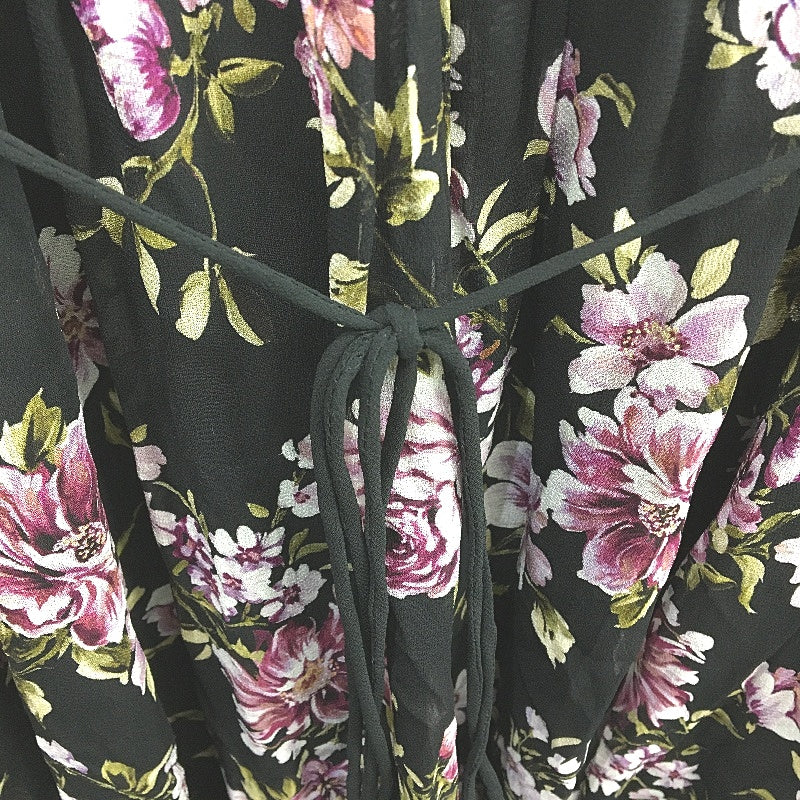 Forever New Black Long Sleeve Floral Layered Ruffle Midi Dress Ladies Size AU 8 - Image 4