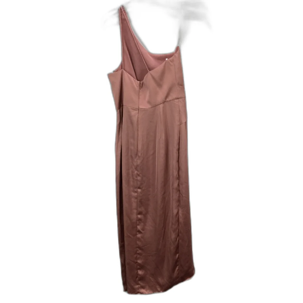 Forever New Rose Gold One-Shoulder Silky Twist Midi Dress Ladies Size AU 10 NEW - Image 2