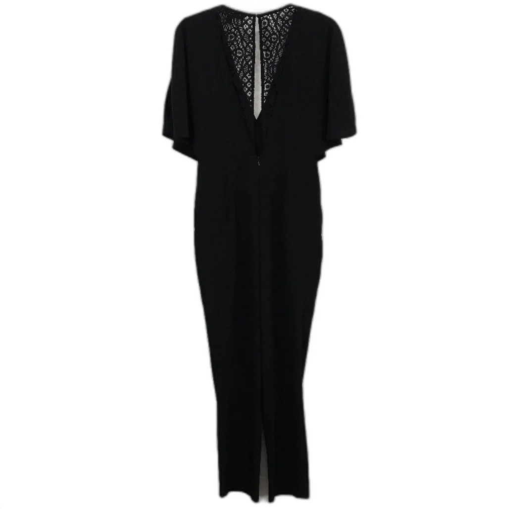 Forever New Black Embroidered Slim Leg Short Sleeve Jumpsuit Ladies Sz AU 8 NEW - Image 2
