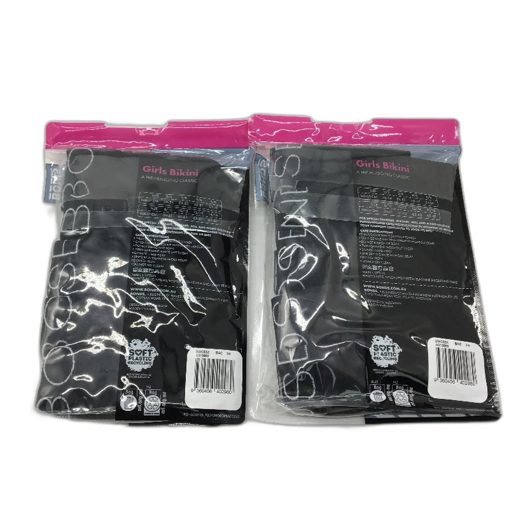 Bonds 2 x 5pk Soft Cotton Bikini Black Classic Underwear Girls Size 3-4 NEW - Image 2