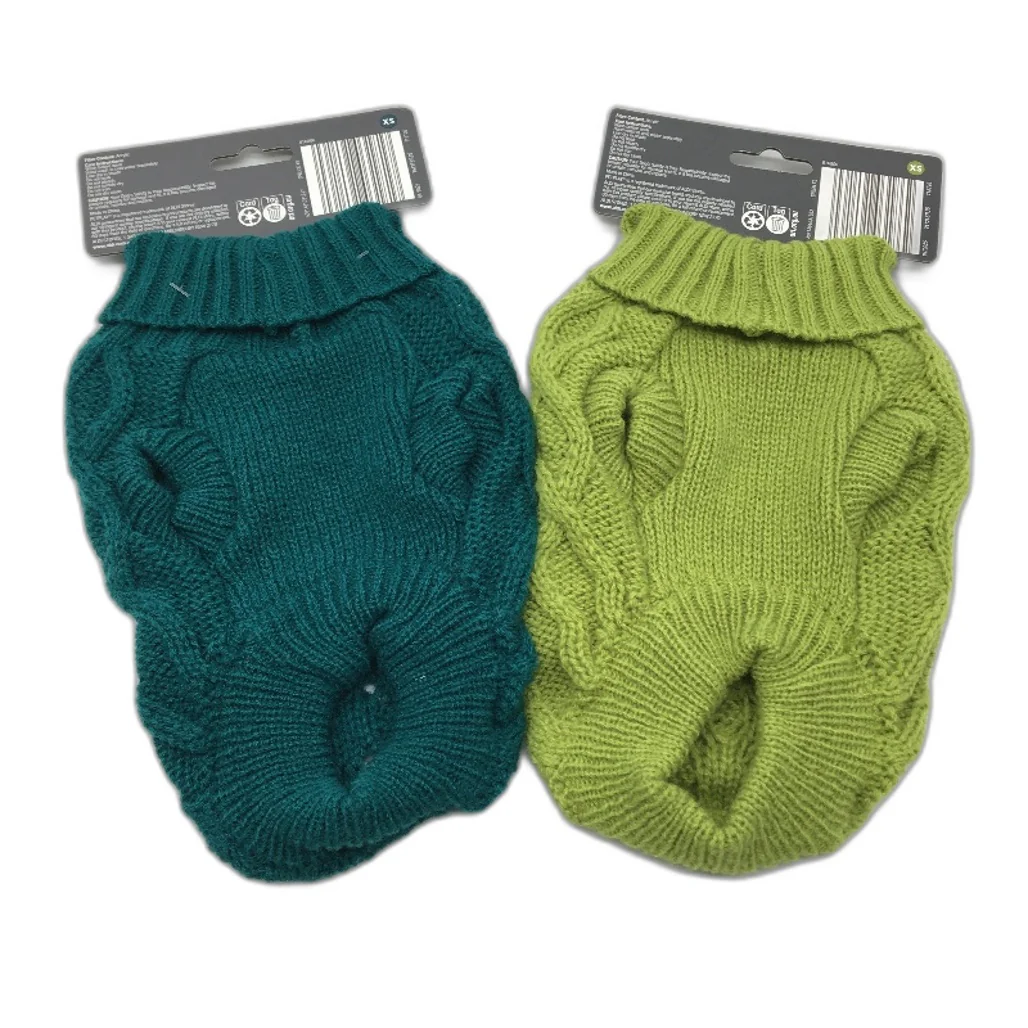Petplay 3 Pack Warm And Cozy Extra Small Dog Jumper Knit Sweater Emerald Green - Image 2