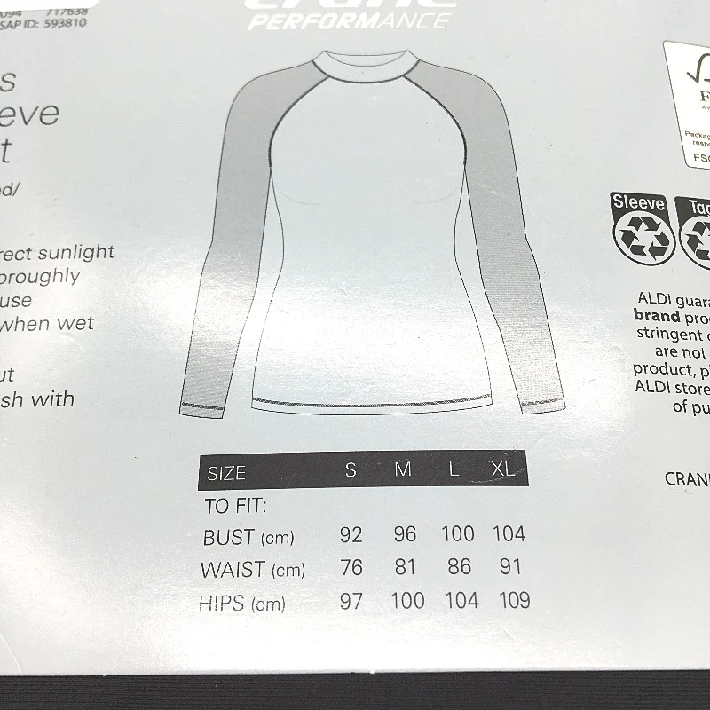Crane Performance Black & White Long Sleeve Rash Vest Ladies Size L NEW - Image 4