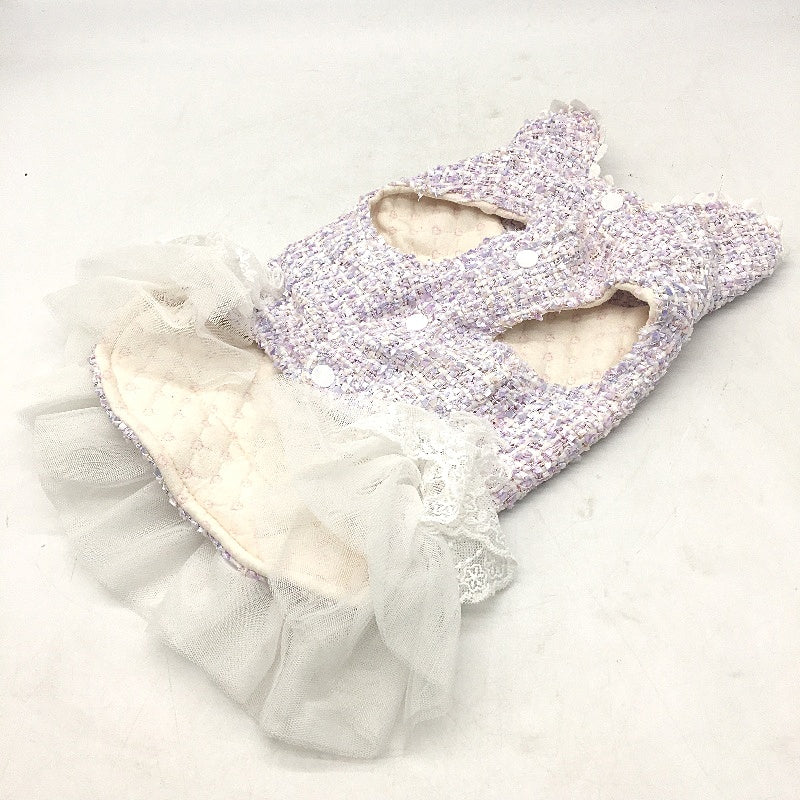 Chic Dog Pastel Purple Button Up Check Doggy Dress Up Vest Tutu Size XXS - Image 2