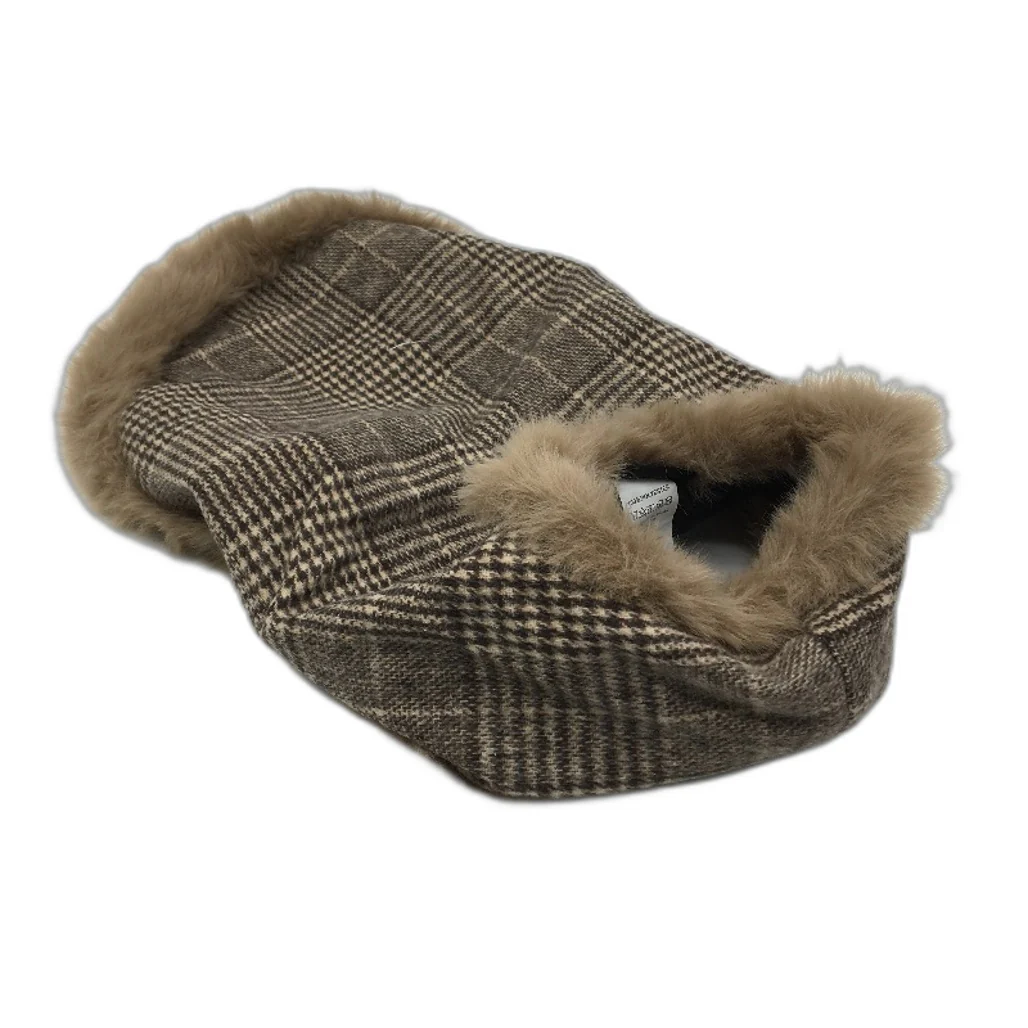 Milo & Mink Brown Plaid Faux Fur Trim Dog Coat Harness With Hat & Leash Size S - Image 2