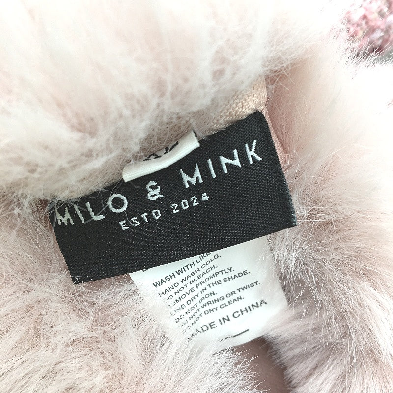Milo & Mink Pink Textured Faux Fur Trim Dog Coat Harness With Hat & Leash Size S - Image 9