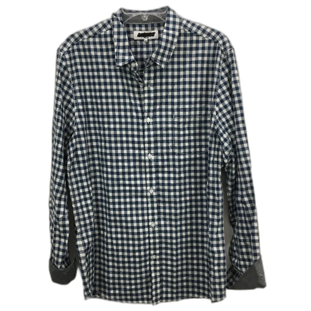 Jeanswest Robinson Check Navy & White Long Sleeve Shirt Mens Size Medium