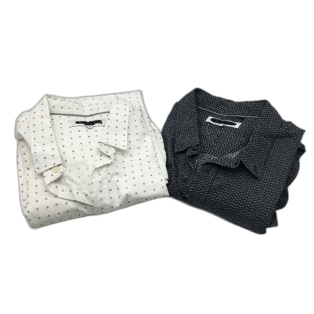 Jeanswest 2 Pack White Navy Pattern Cotton LSleeve Casual Shirts Mens Size L NEW