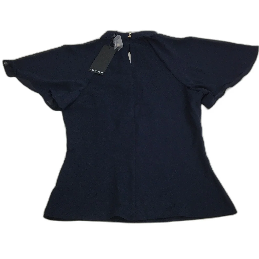 Portmans Navy Twist Neck Sheer Sleeve Ponte Top for Women - Viscose Blend Size XS NEW - Image 2