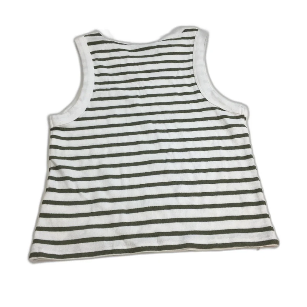 Dotti Cut In Khaki White & Green Stripe Cotton Elastane Tank Top for Women Size Medium NEW - Image 2
