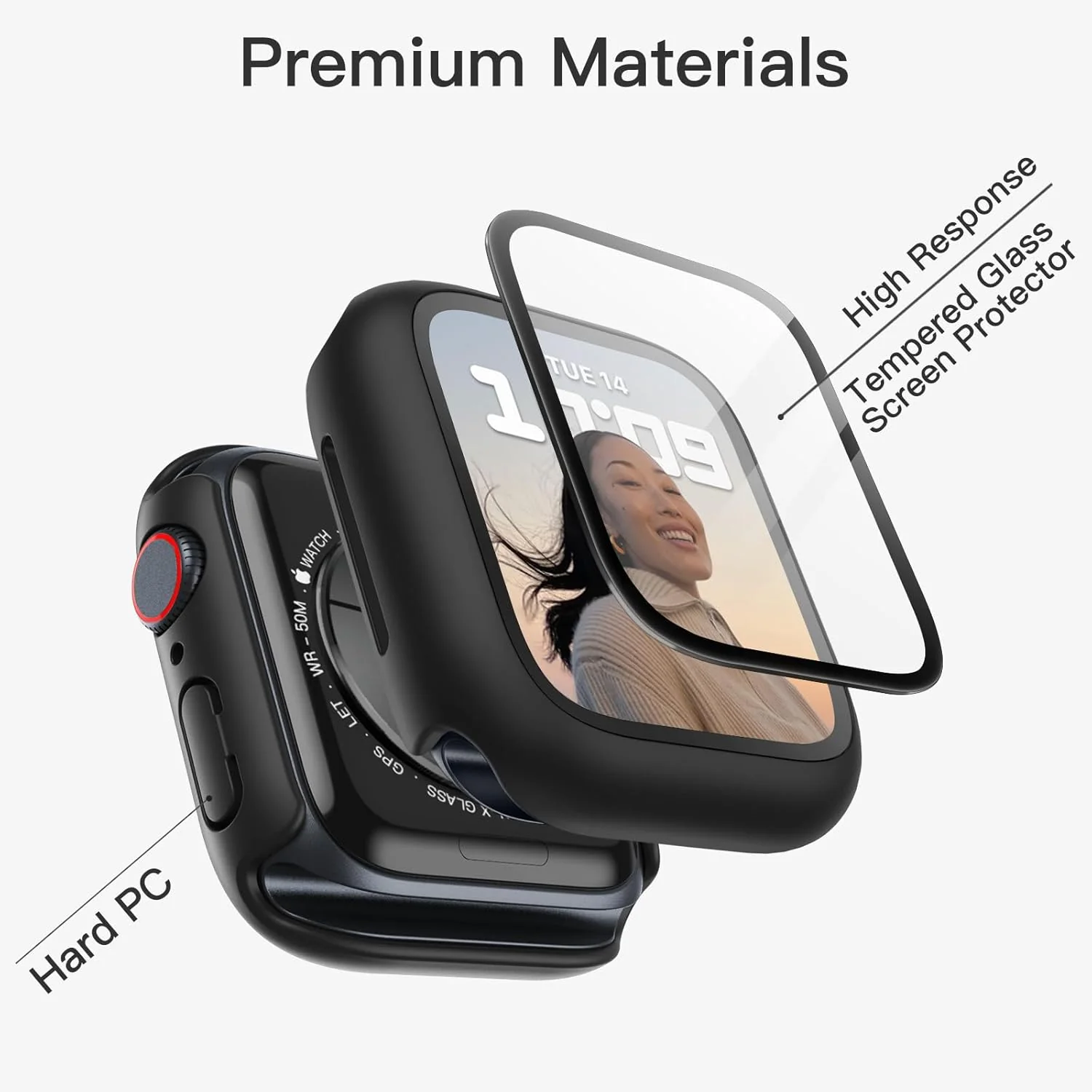 JETech Black Screen Protector for Apple Watch Series 9 8 7 41mm - Durable DEMO - Image 2