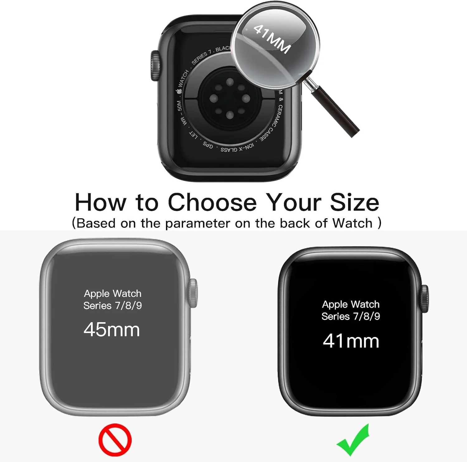 JETech Black Screen Protector for Apple Watch Series 9 8 7 41mm - Durable DEMO - Image 3
