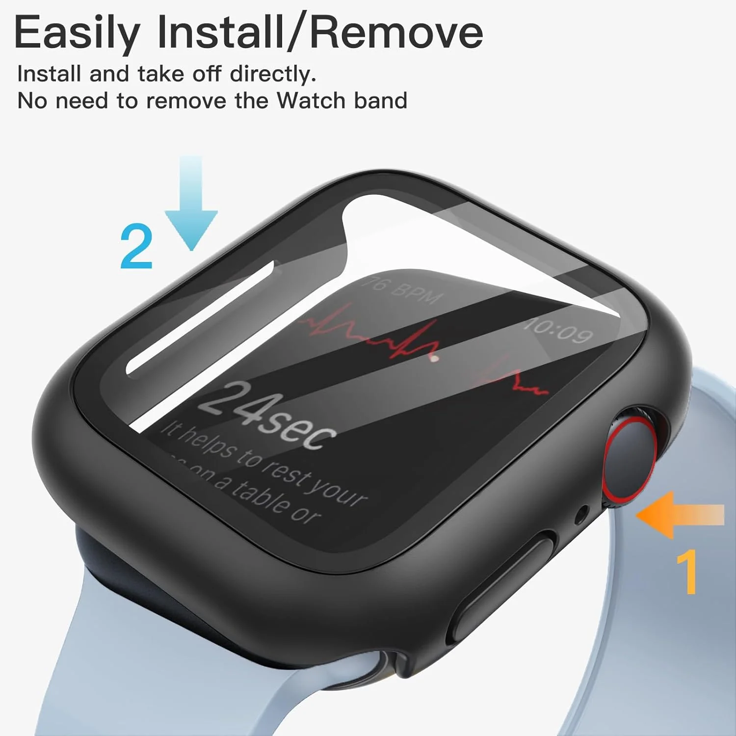JETech Black Screen Protector for Apple Watch Series 9 8 7 41mm - Durable DEMO - Image 4
