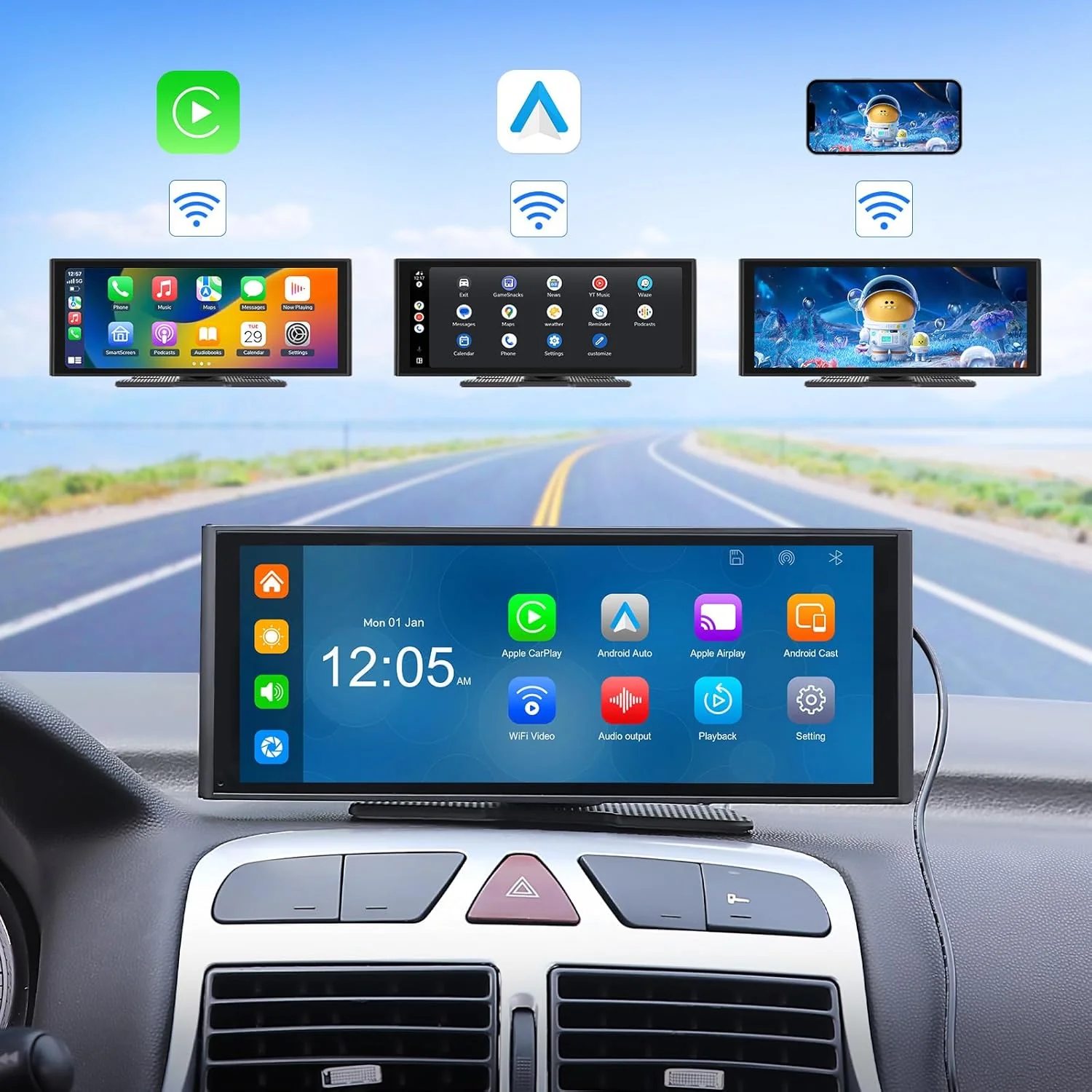 Eonon In-Dash Mounting Frame Wireless CarPlay Android Auto Portable Radio NEW - Image 2