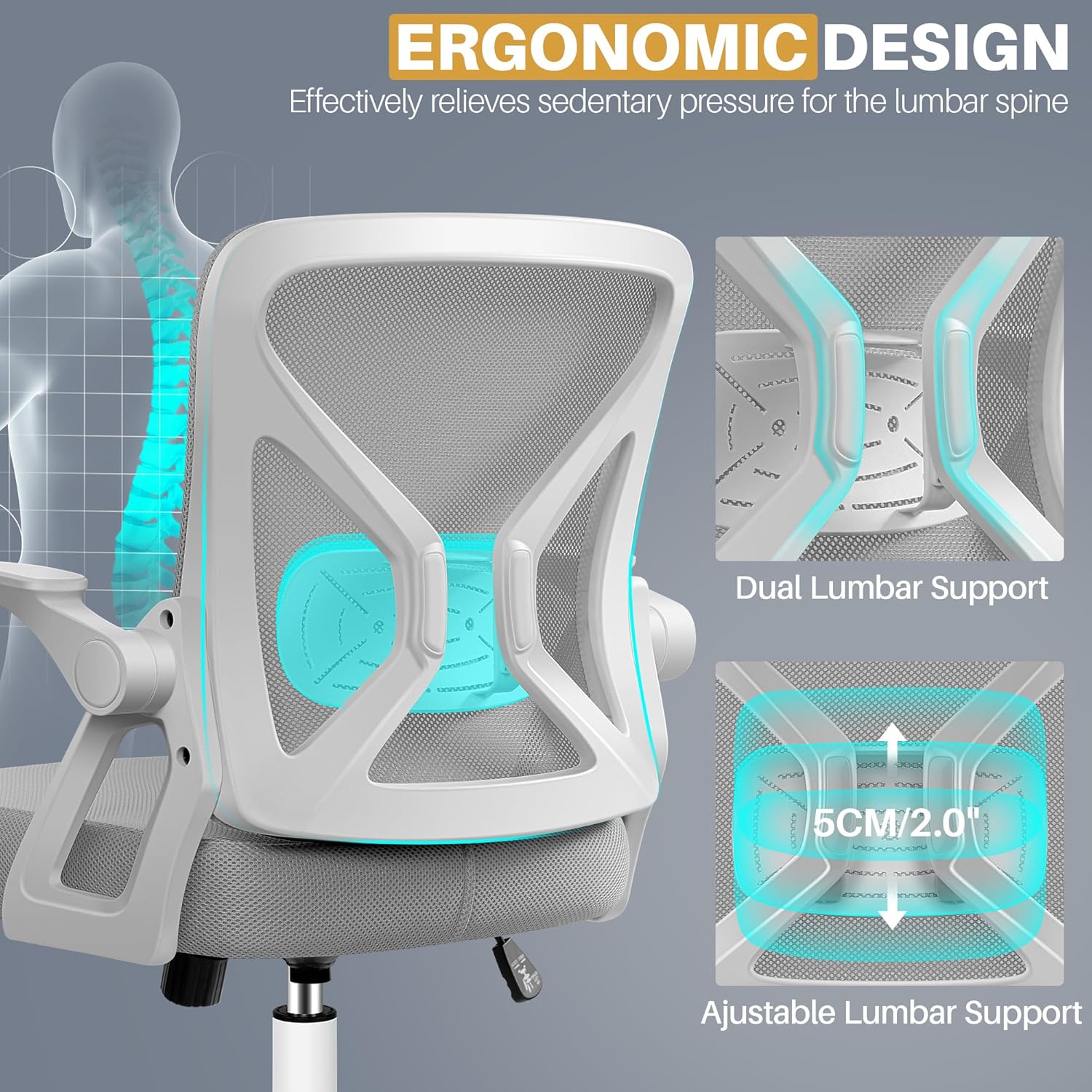 FelixKing Ergonomic Desk Chair Breathable Mesh Task Office with Wheels Size NEW - Image 6
