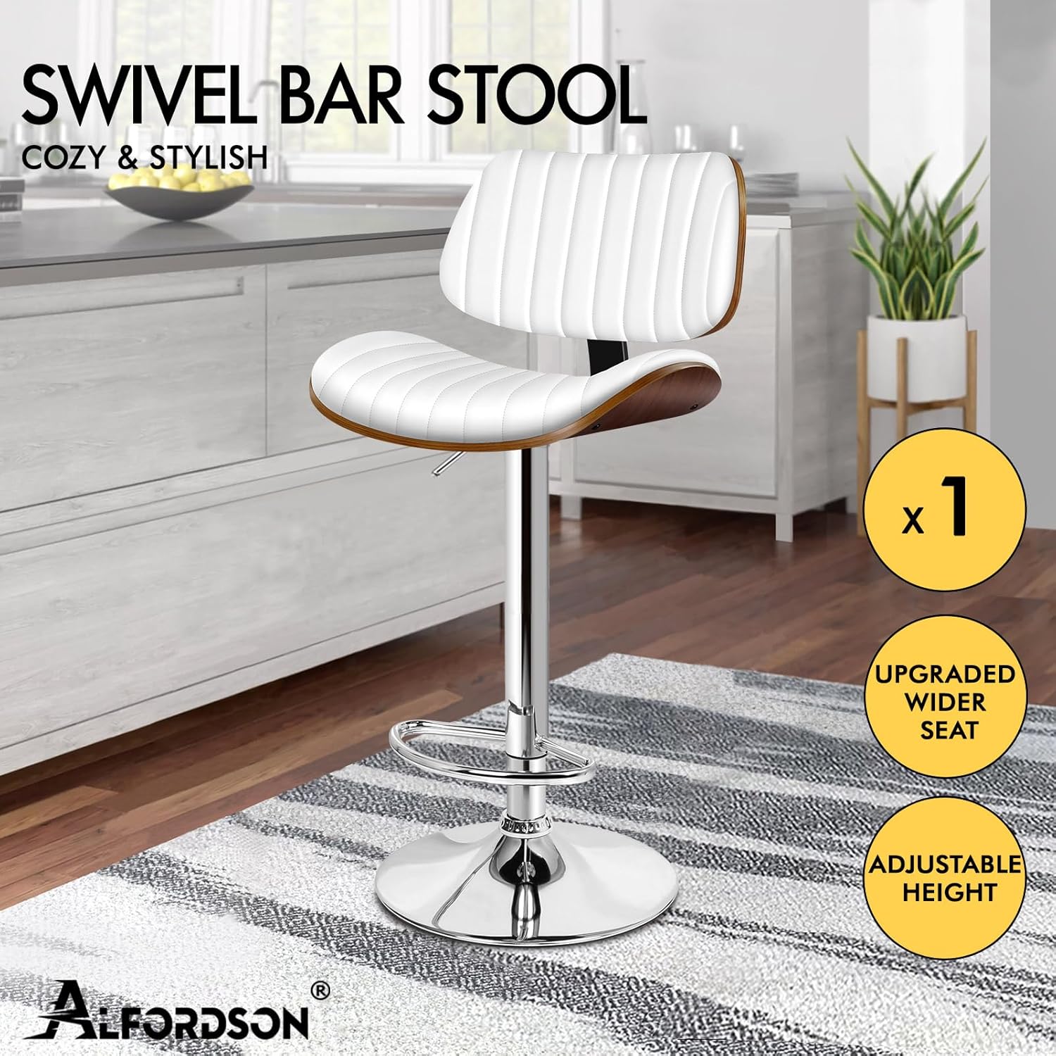 ALFORDSON Adjustable Barstools Swivel Counter Barstool Wooden Bar Stool 45 NEW - Image 3