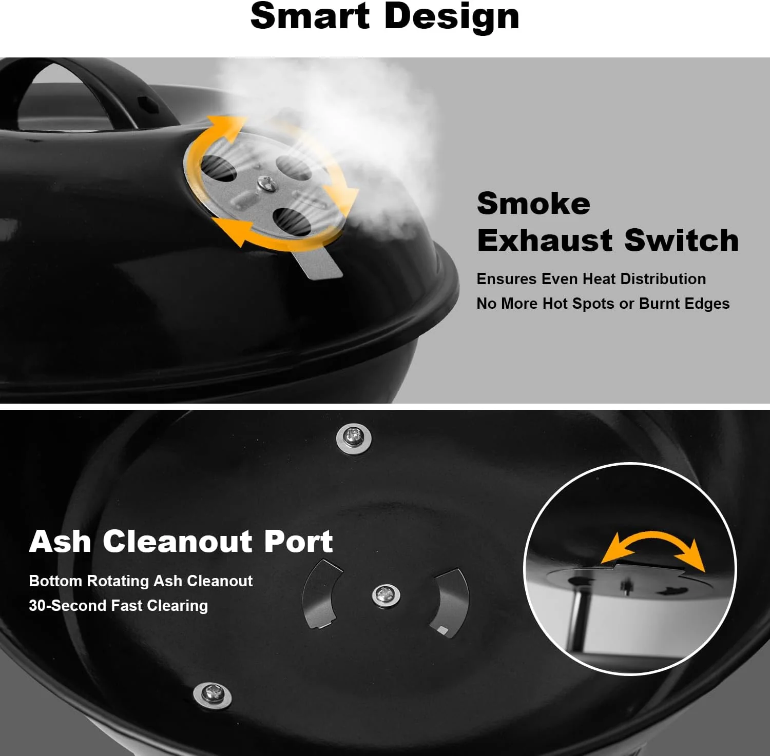 Portable Outdoor Charcoal Grill with 3-Point Locking Lid in Black by gzcmxh NEW - Image 5