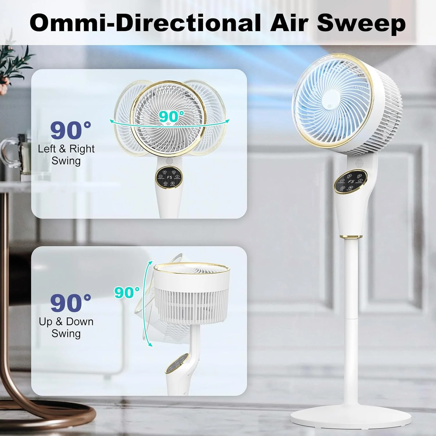 ADVWIN 97cm Portable Pedestal Fan, 8 Speeds, White Air Circulator for Home DEMO - Image 2