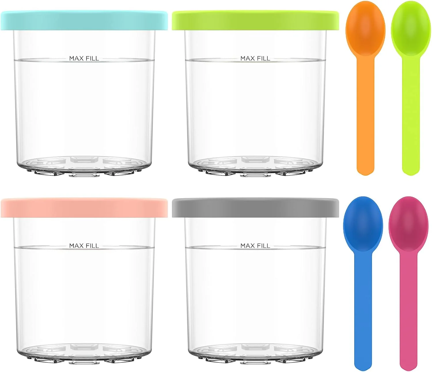 Stackable Ice Cream Pints Container Reusable Transparent with Colorful Lid DEMO - Image 9