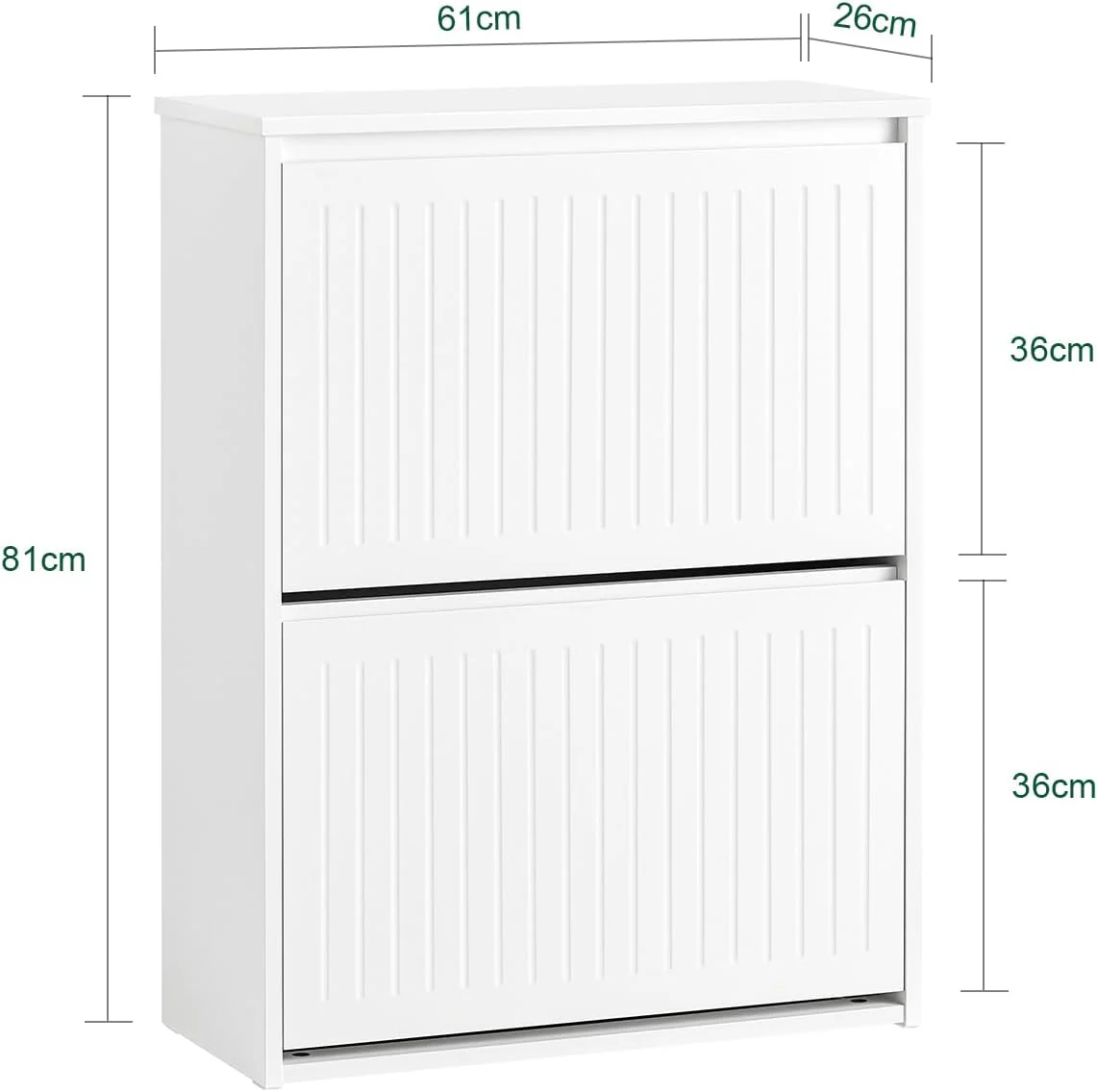 SoBuy White Free Standing Shoe Rack Cabinet with 2 Flip-Drawers, Shelves NEW - Image 3