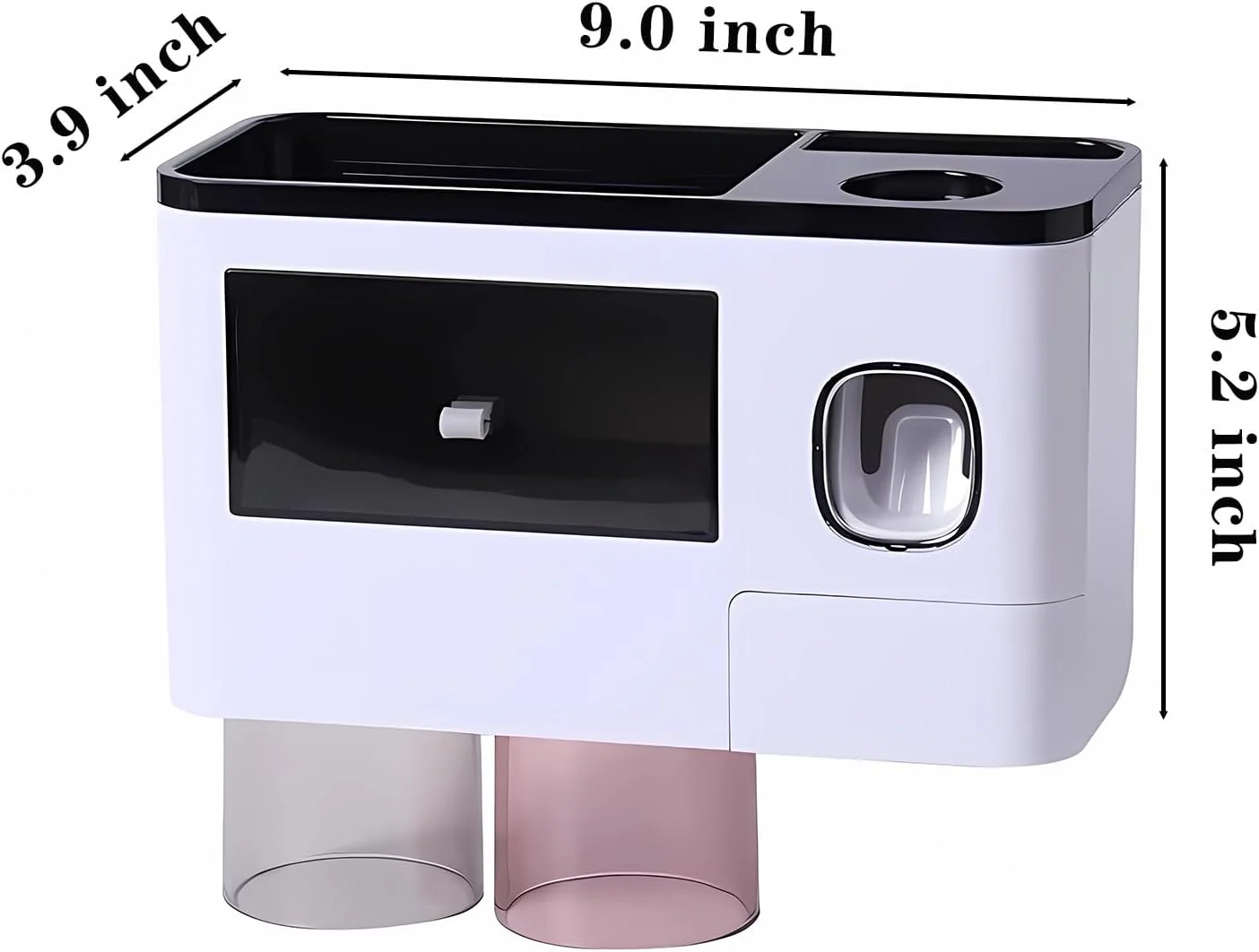 Hushnow Children's Bath Toothbrush Holder Wall Mount with Drawers Black DEMO - Image 7