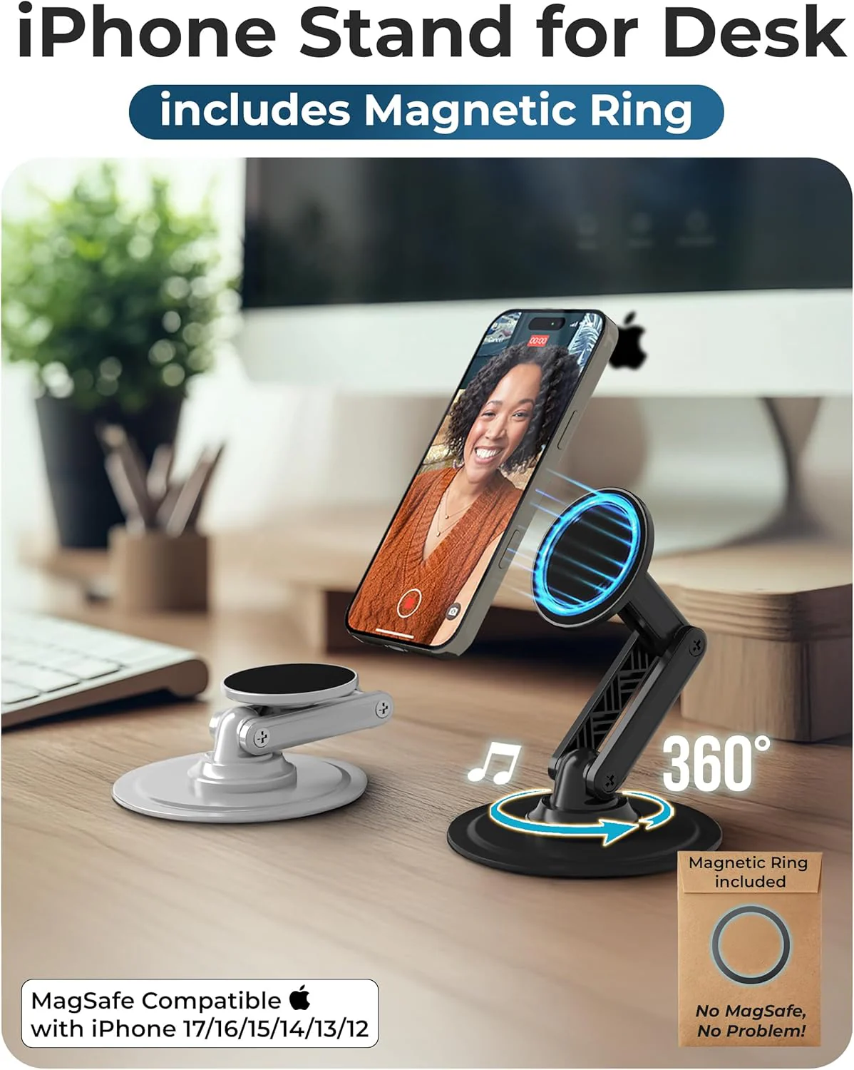 COOPER Magnetic Stands Phone Stand for Desk - Stealth Black Holder DEMO - Image 2