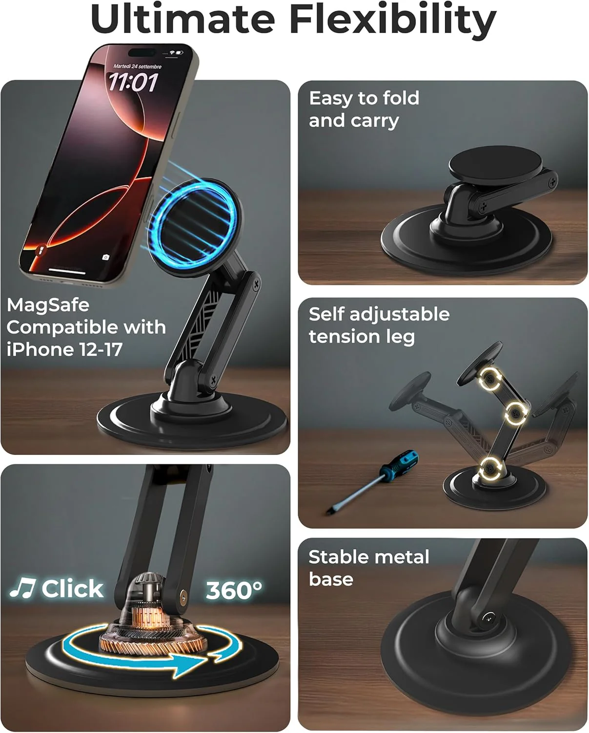 COOPER Magnetic Stands Phone Stand for Desk - Stealth Black Holder DEMO - Image 3