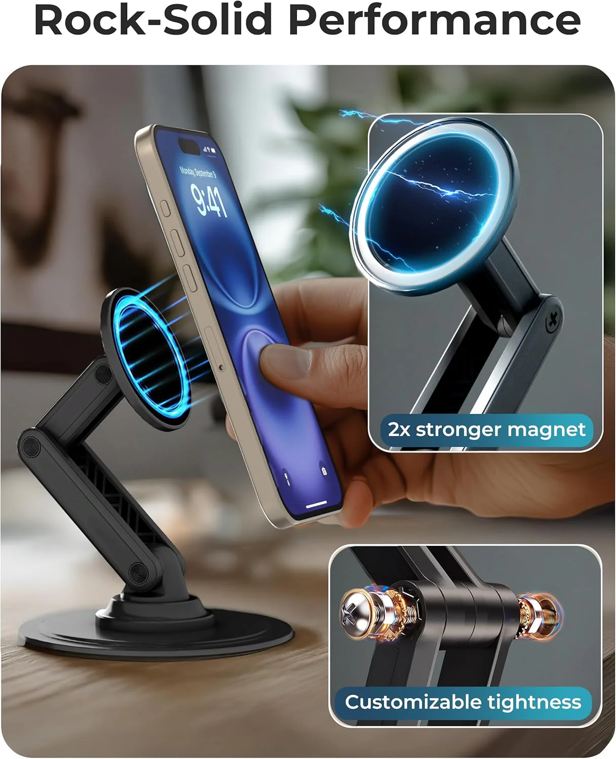 COOPER Magnetic Stands Phone Stand for Desk - Stealth Black Holder DEMO - Image 4