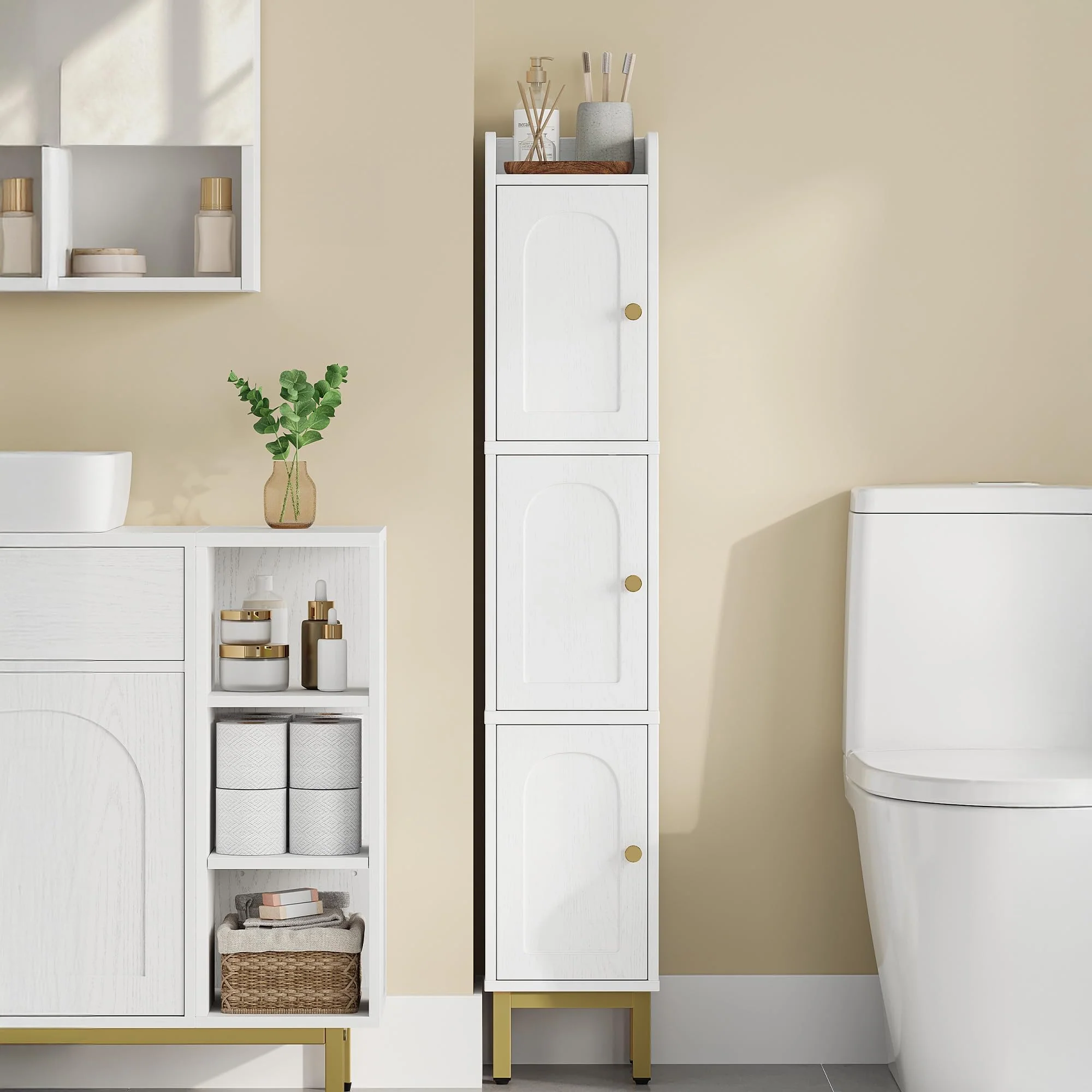 Hzuaneri Slim Bathroom Storage Cabinet Narrow Organizer Floor 20 x 108.5 DEMO