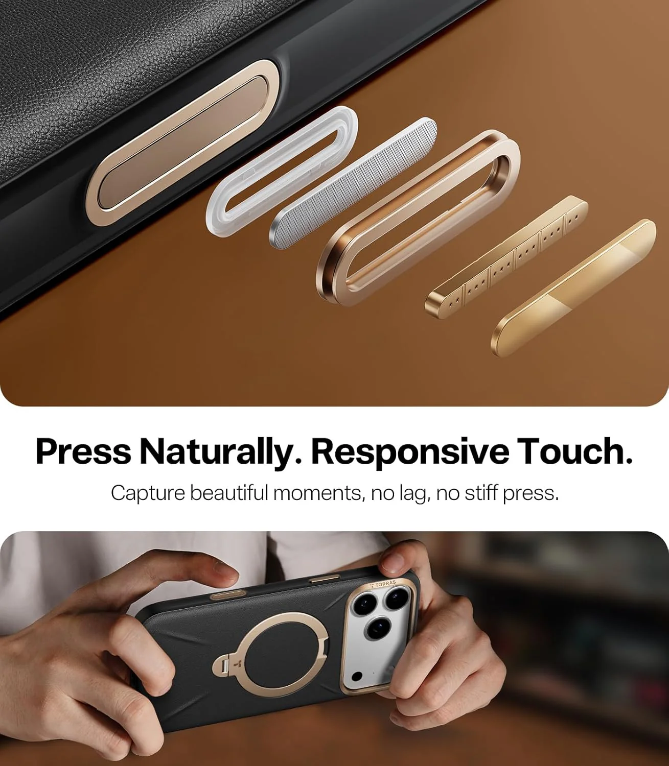 TORRAS Organic Basic Cases Leather iPhone 17 Pro Max Case with Stand, DEMO - Image 7