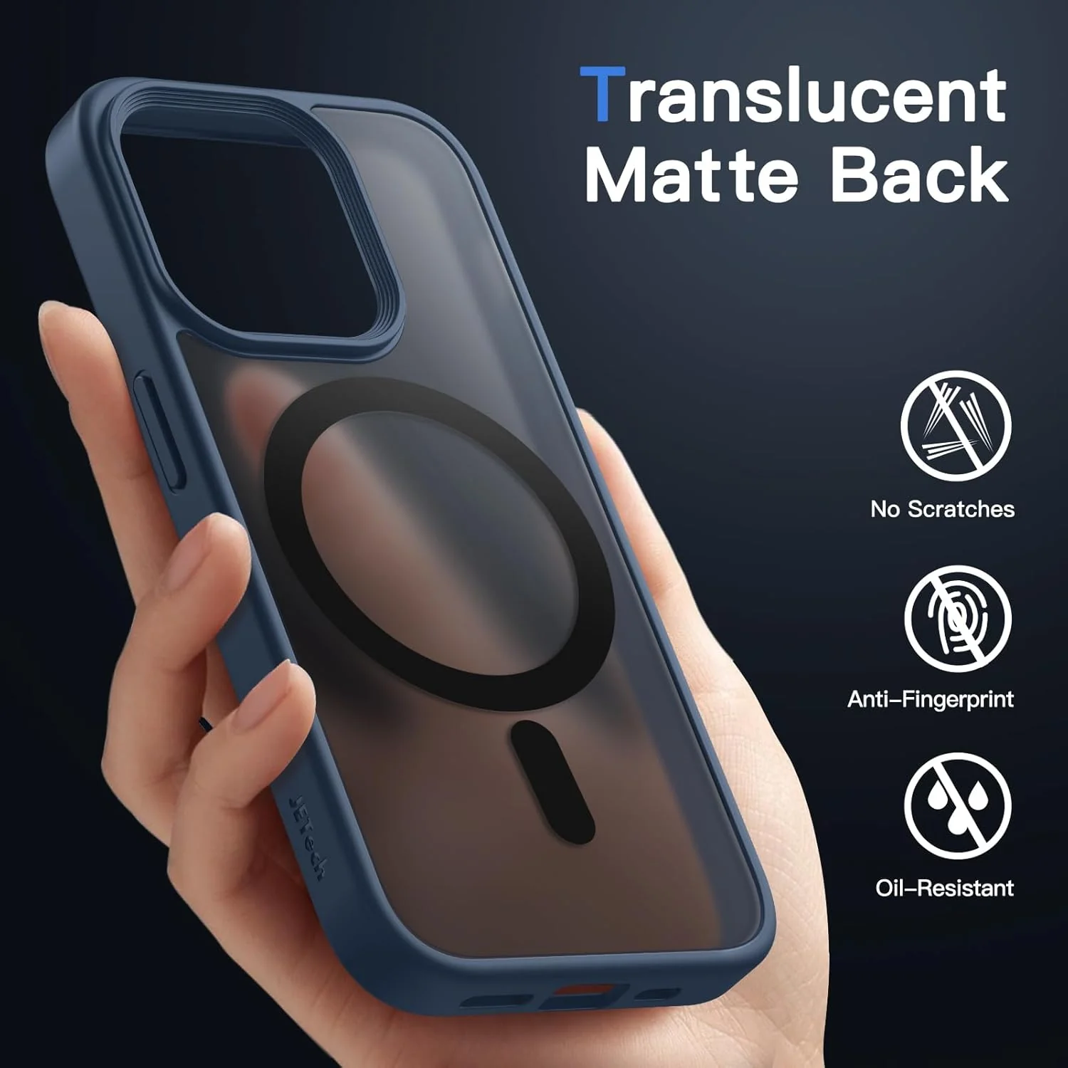 JETech Magnetic Basic Cases Case for iPhone 14 Pro 6.1-Inch Translucent Storm - Image 4