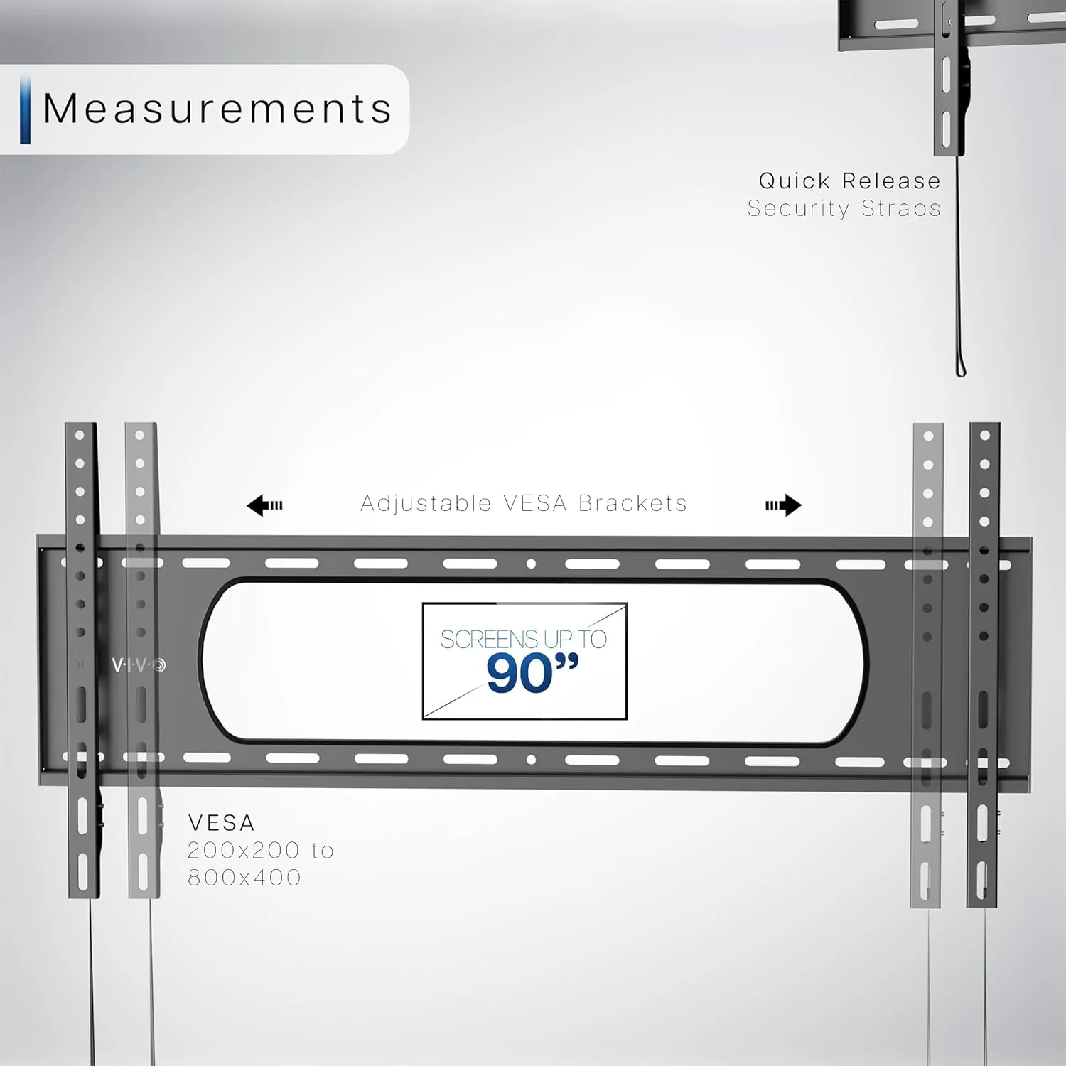 VIVO Heavy Duty TV Wall Mount for 43 to 90 Inch Screens Large Fixed Black NEW - Image 4