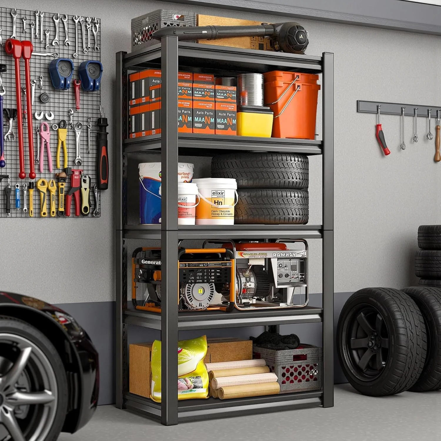 KZOBYD 5-Tier Adjustable Industrial Garage Shelving Unit Black 76*35*160cm DEMO - Image 8