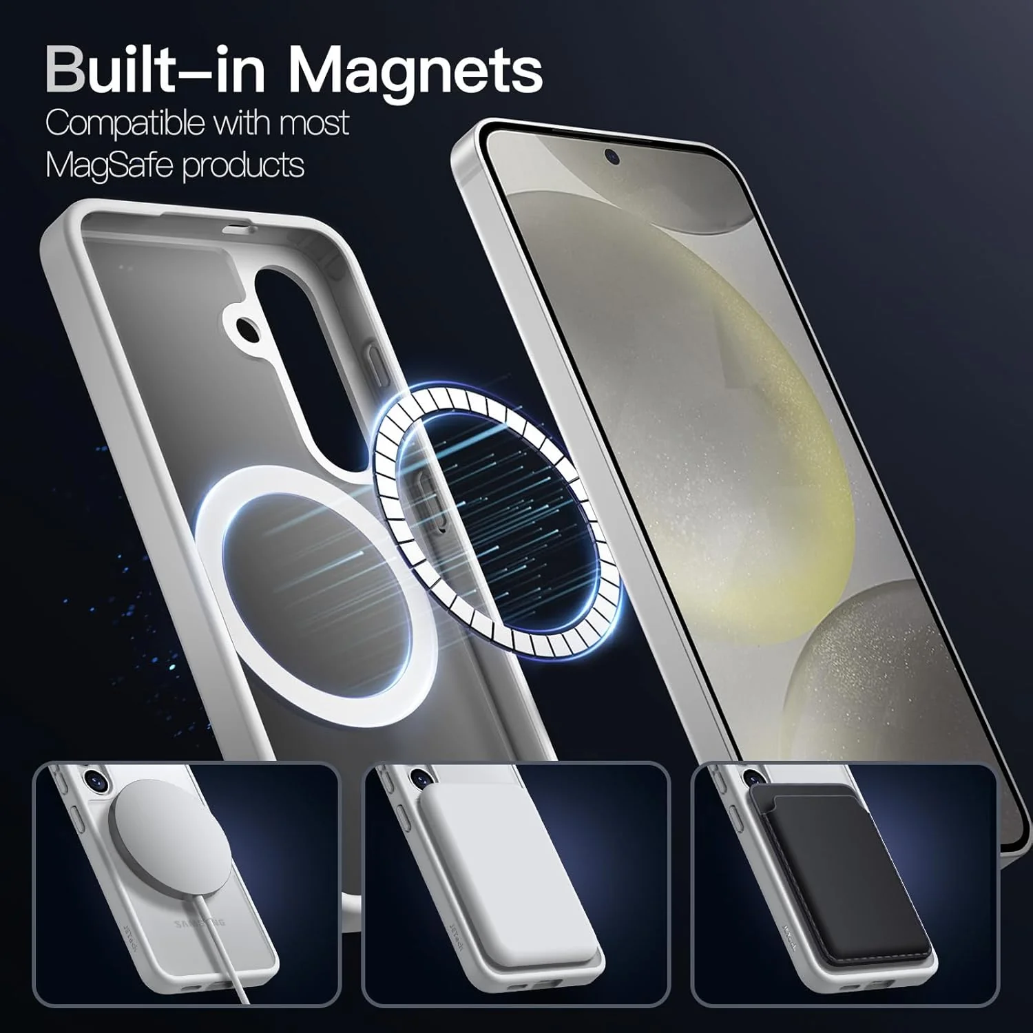 JETech Magnetic Case for Samsung Galaxy S24+ 5G Compatible Silver & Matte NEW - Image 3