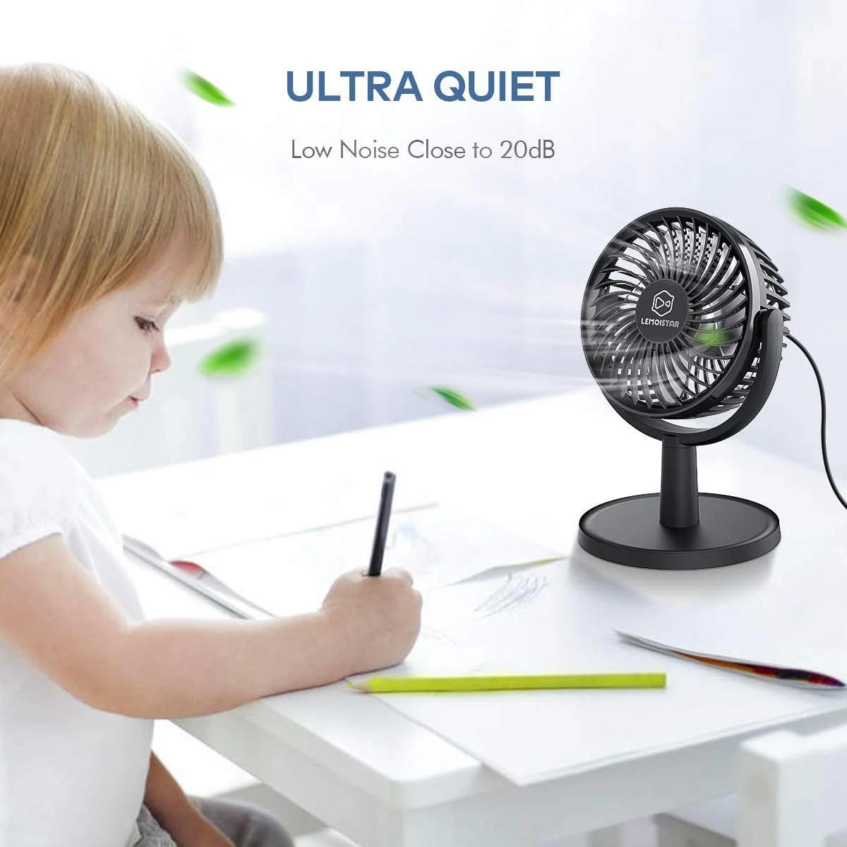 LEMOISTAR Mini USB Fans Desk USB Fan, 4 Speeds, Powerful Desktop Cooling, NEW - Image 4