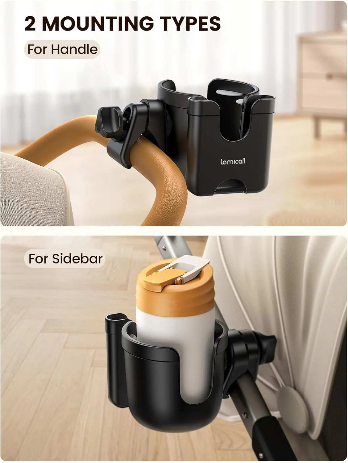 Lamicall Parent Cup Holders with Phone Holder Stable Anti-Slip Baby Mount NEW - Image 4