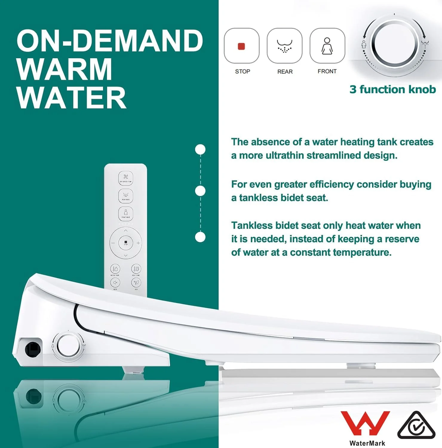Aqua Space Electric Bidet Toilet Seat with Self-Cleaning Nozzle in White DEMO - Image 2