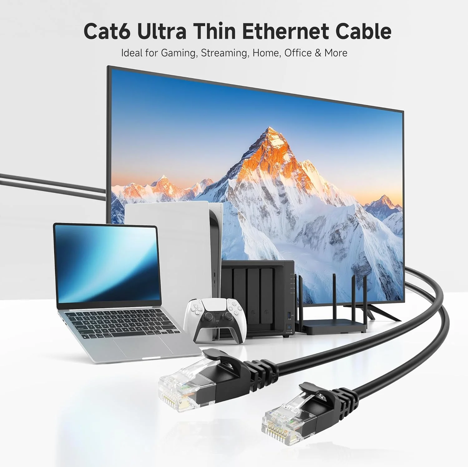 Cable Matters Ultra Thin Cat6 Ethernet Cable, 3m Snagless Black Cord for DEMO - Image 2