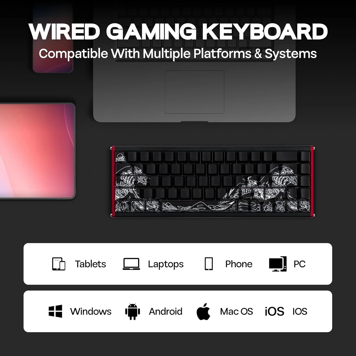 Ajazz Aluminum Rapid Trigger Gaming Keyboard Black Side-Printed NEW - Image 3
