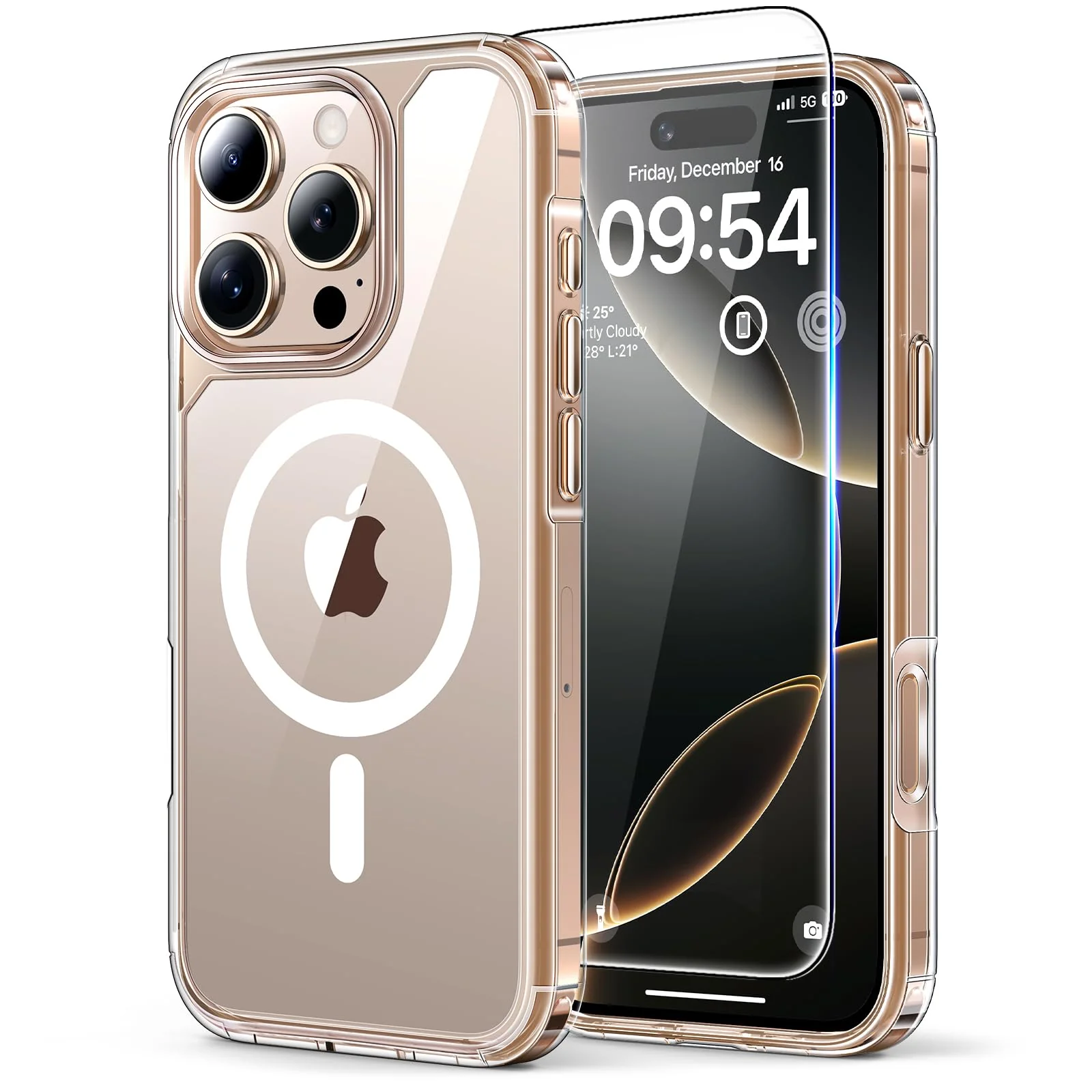 TAURI Clear Basic Cases Magnetic iPhone 16 Pro Case with Screen Protector - NEW