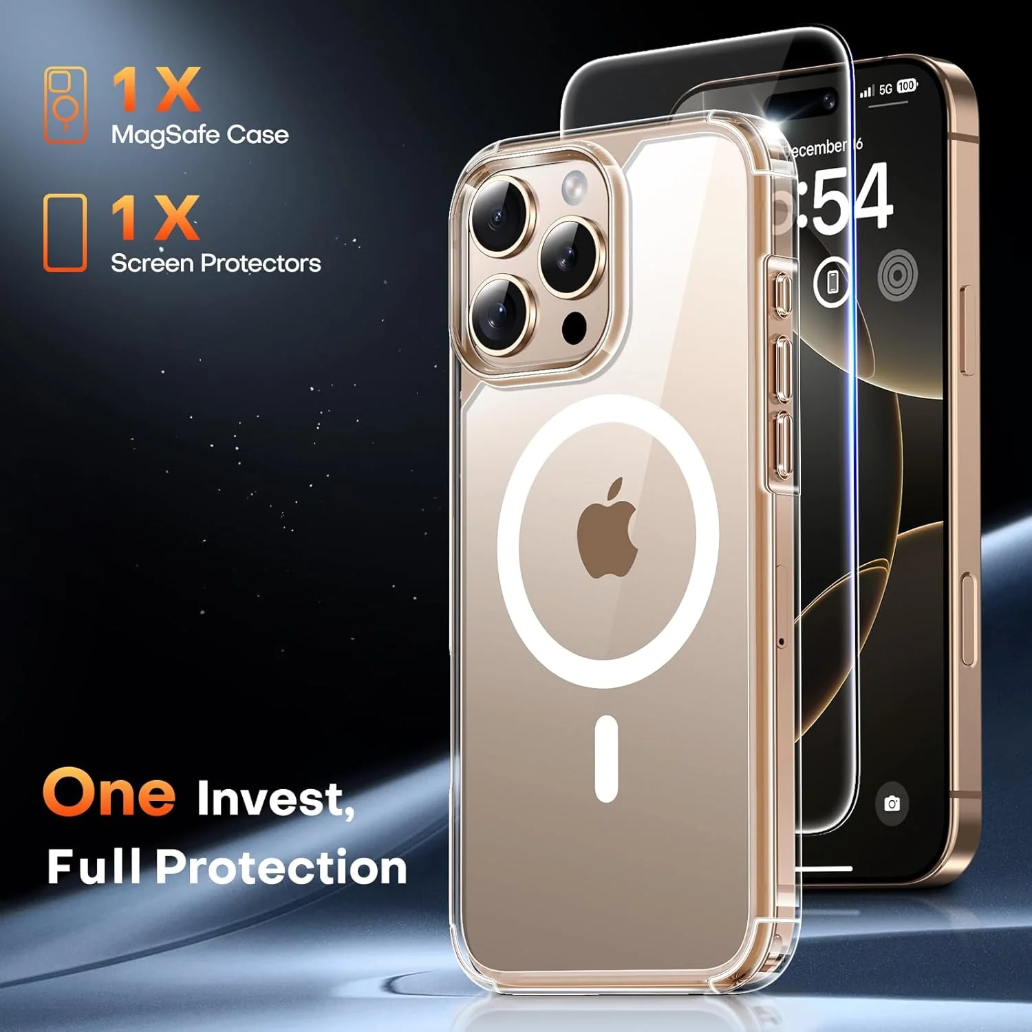 TAURI Clear Basic Cases Magnetic iPhone 16 Pro Case with Screen Protector - NEW - Image 3