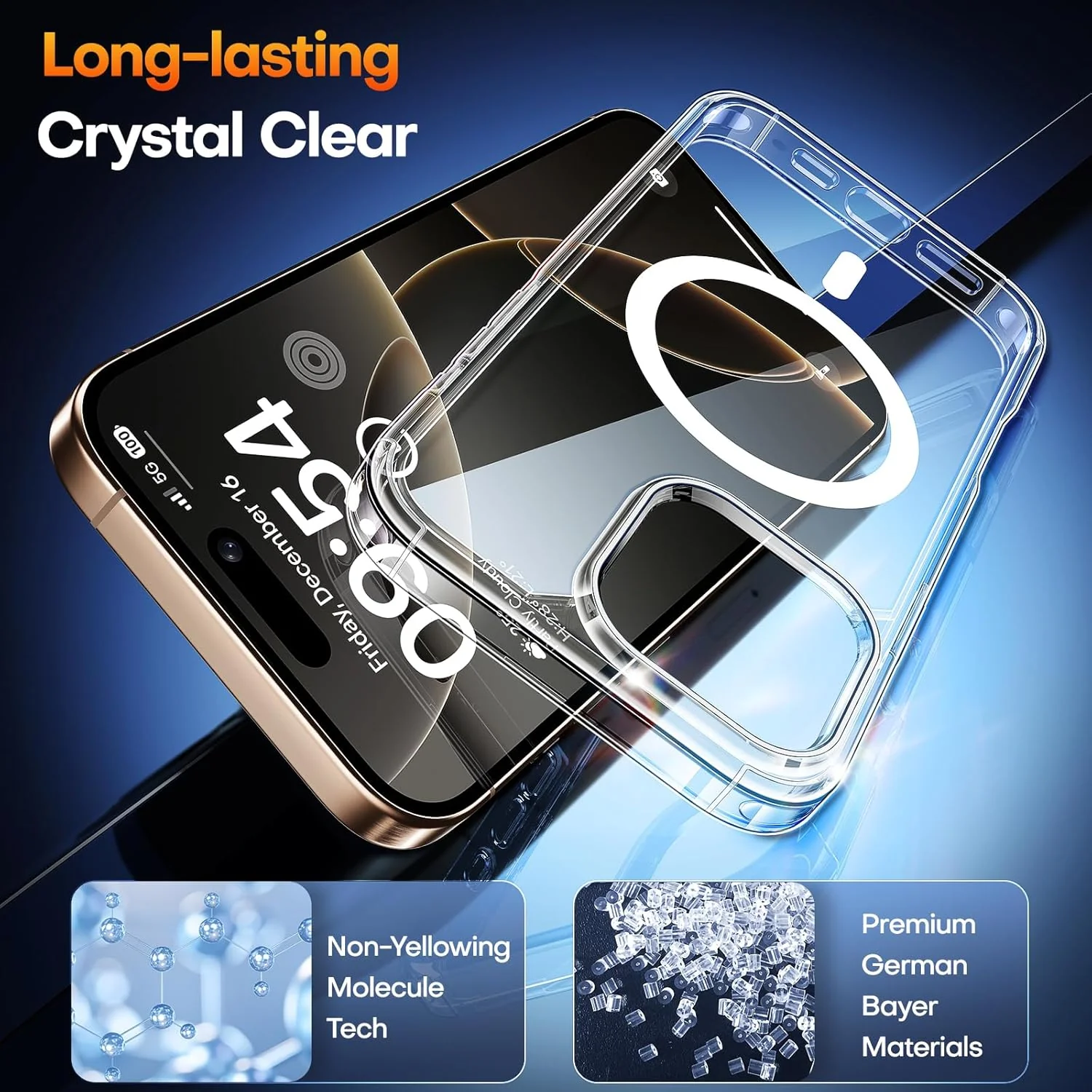 TAURI Clear Basic Cases Magnetic iPhone 16 Pro Case with Screen Protector - NEW - Image 4