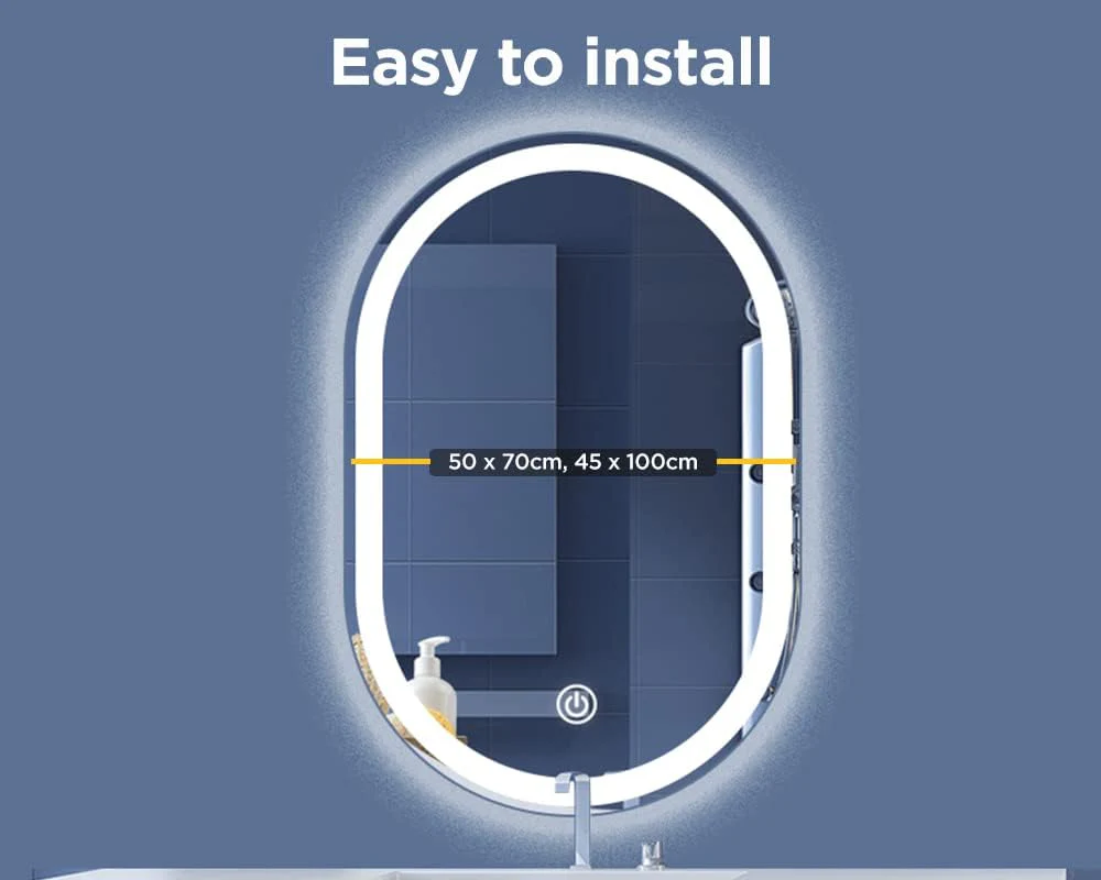 Viviendo Oval Wall-Mounted Mirrors LED Anti-Fog Bathroom Wall Mirror, DEMO - Image 7