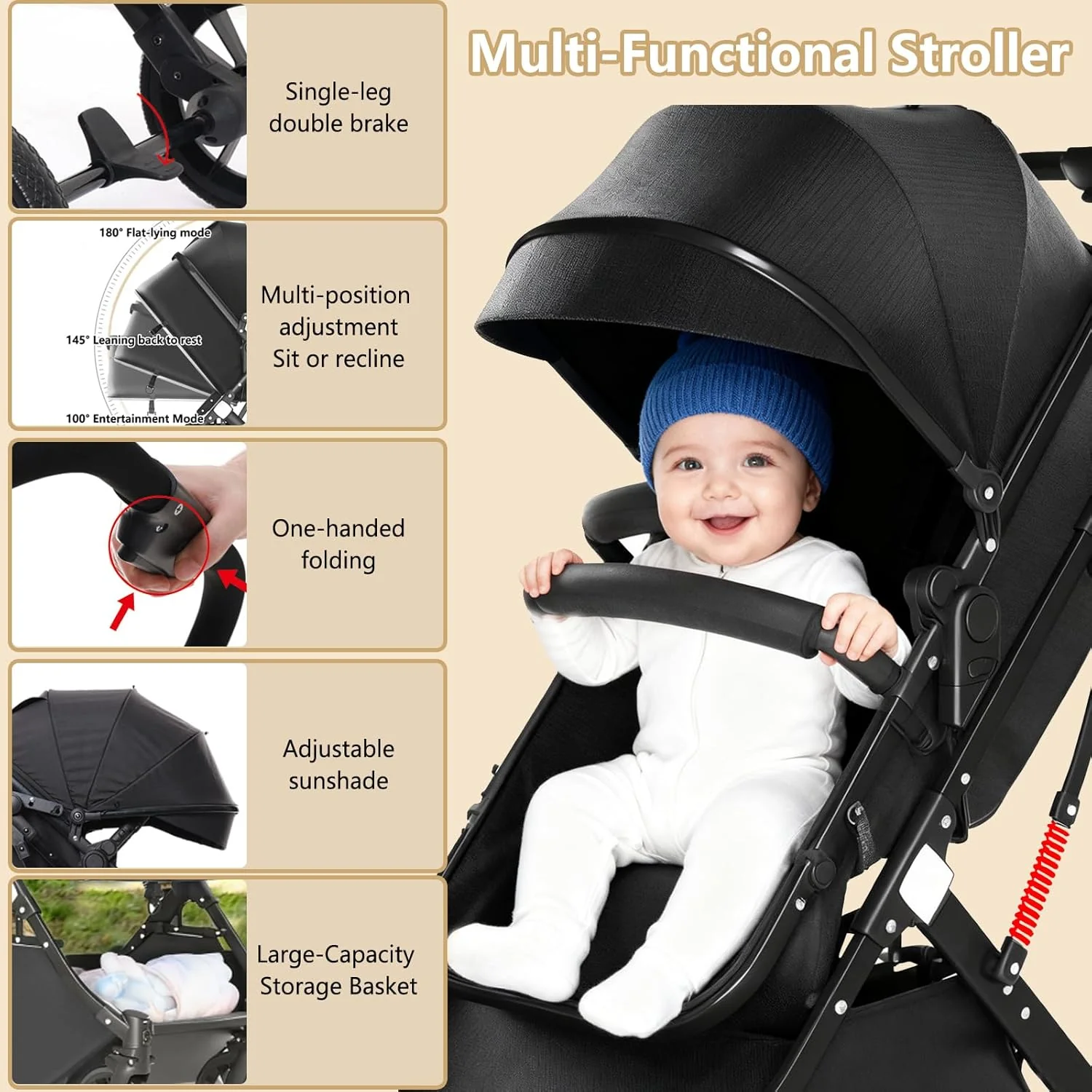Tilpes Lightweight Buggies Aluminium Alloy Buggy Pram for Newborn to DEMO - Image 6