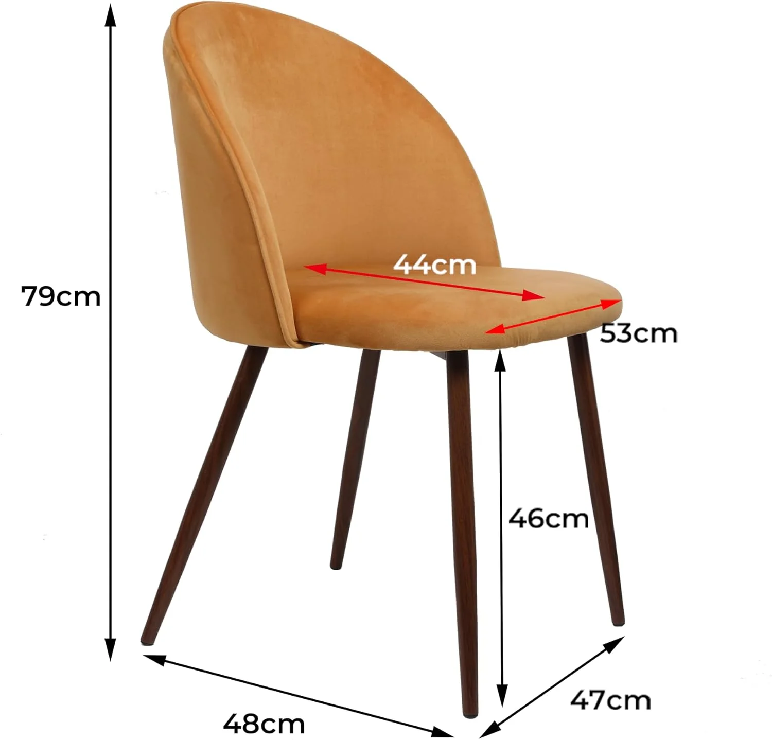 Levede Velvet Dining Chairs Set of 2 Chic Kitchen Orange Size 47 Γ 48cm DEMO - Image 3